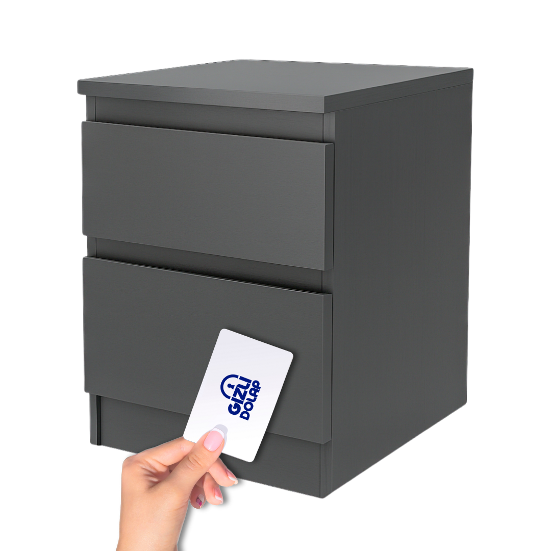  Gizli Bölmeli Komodin Antrasit Renk