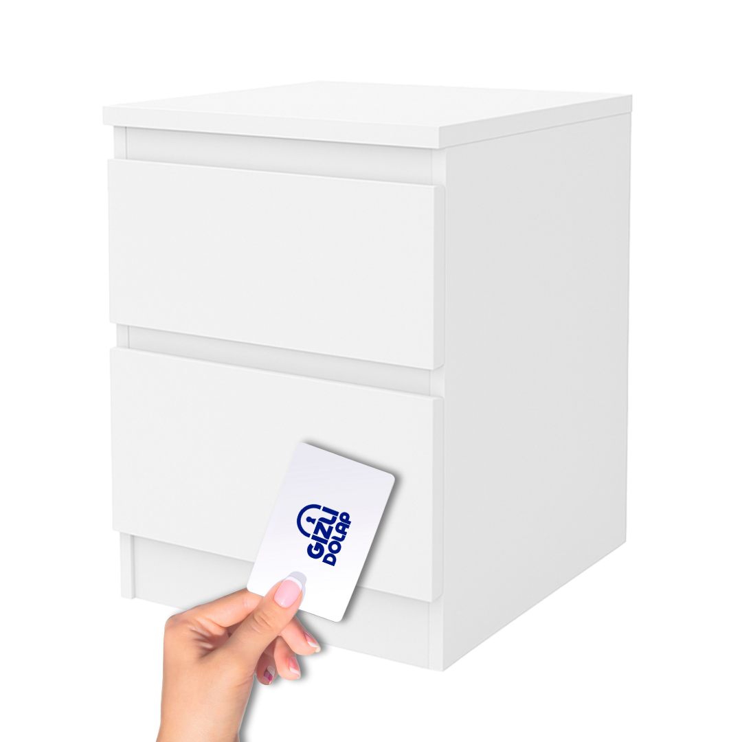  Gizli Bölmeli Komodin Beyaz Renk